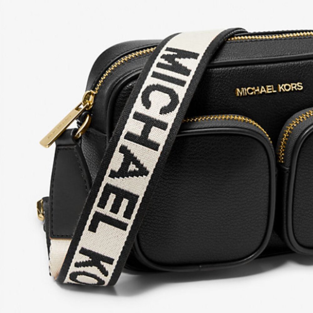 SOLD ! Michael Kors Black Crossbody Bag with Gold Accents